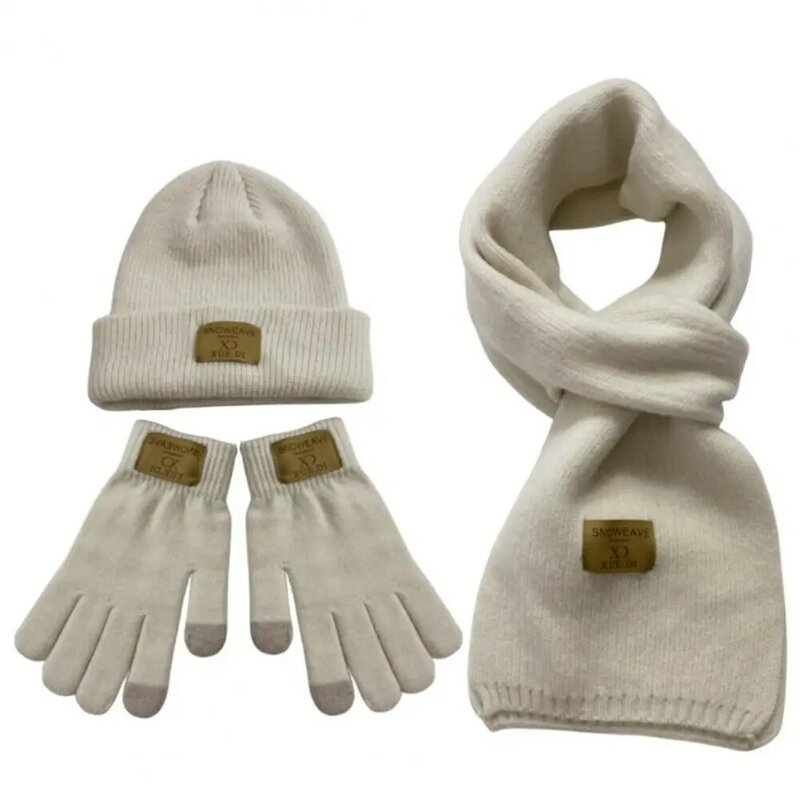 ชุดถุงมือผ้าพันคอสำหรับฤดูหนาว, ชุดถุงมือผ้าพันคอถักหนาอบอุ่นอุปกรณ์กลางแจ้งสำหรับกันลม
