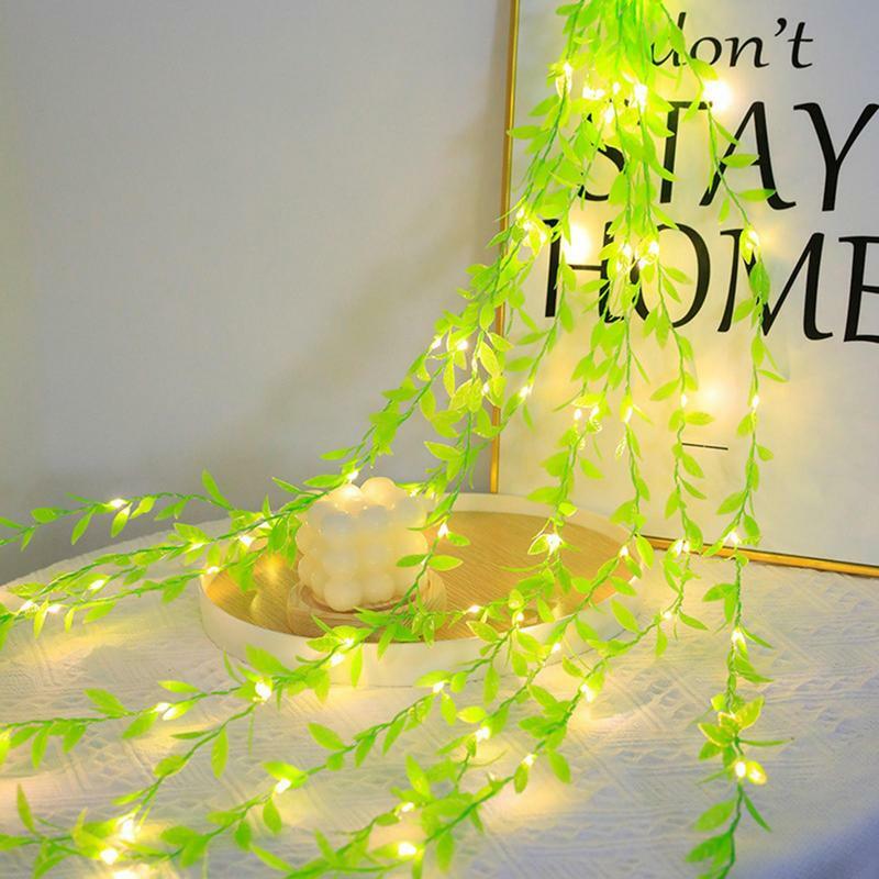 Luces LED de pared de sauce iluminadas, iluminación de hojas enchufable con 8 modos para pared de Hotel, Patio, comedor, Hotel