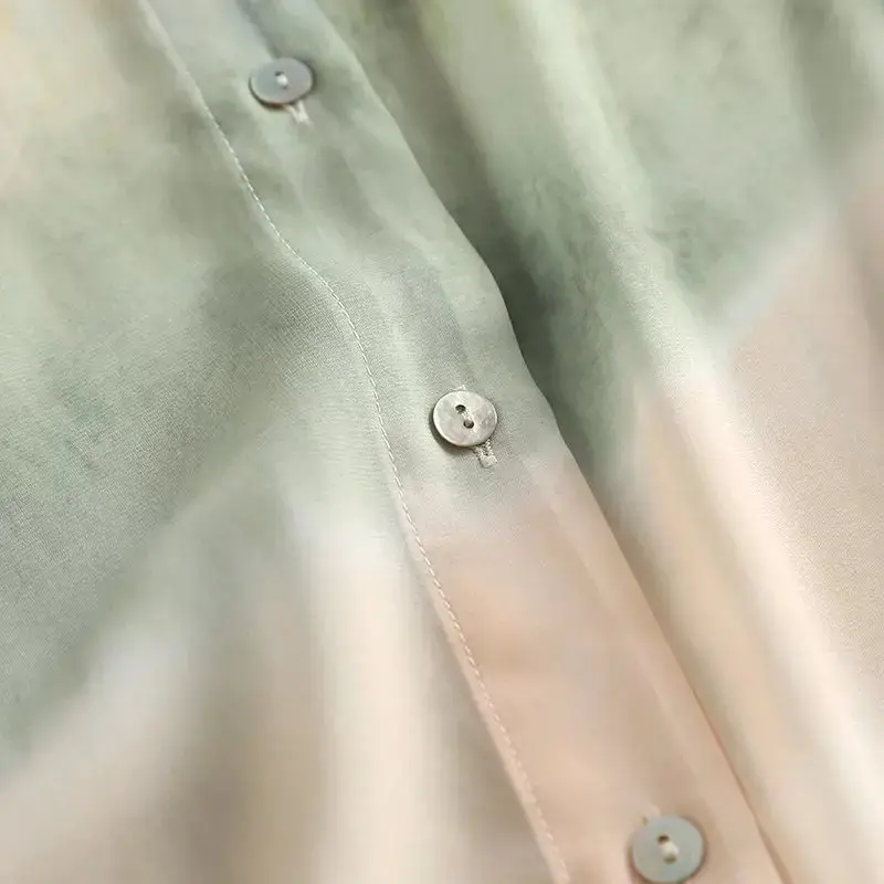 2023 moda Joker luźna wersja wzór rozmazywania długie bluzki eleganckie koszule Retro koszule z długimi rękawami.