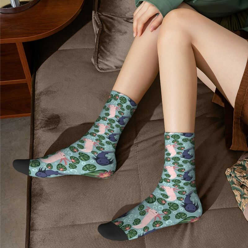 Axolotl Repeating Pattern Socks Harajuku Super Soft Stockings All Season Long Socks Accessories for Unisex Birthday Present