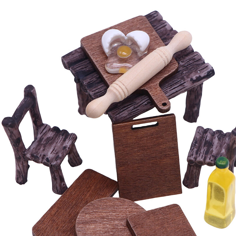 Tabla de cortar Mini cosas para casa de muñecas, 5 piezas, artículos en miniatura de bricolaje, modelo de cocina 1:12, accesorios para casa de muñecas