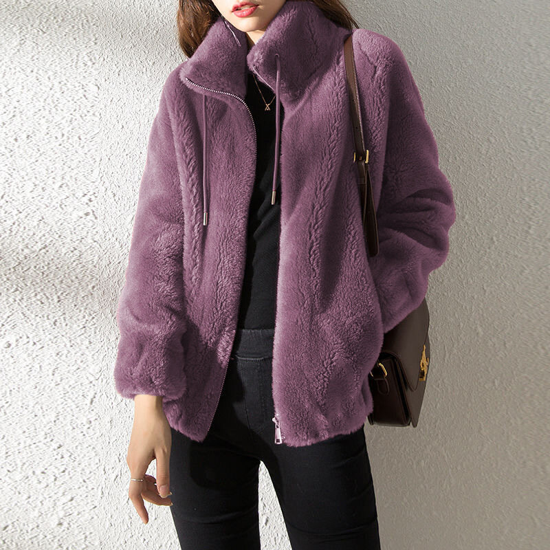 S-3XL 고품질 여성 겨울 따뜻한 모피 코트 여성 모조 모피 칼라 짧은 모피 재킷