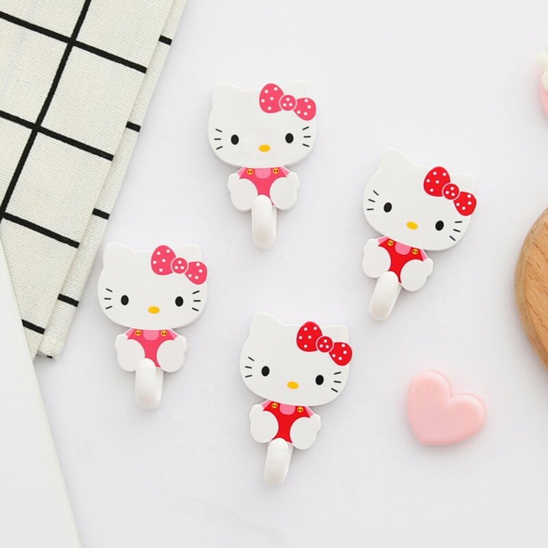 Gancho de parede Sanrio Kawaii, Cute Idea Hello Kitty Household Goods, Sem Traceless Soco, Casaco e Chapéu Gancho Atrás da Porta, 2 peças por conjunto