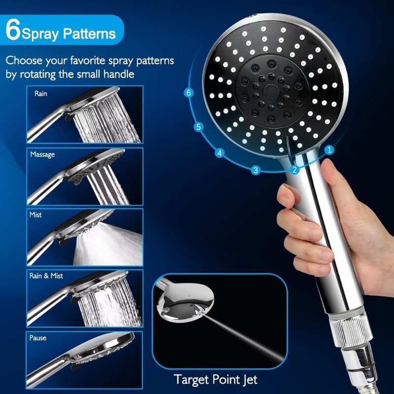 Shower Head 12 Inch, Handheld Shower Combo with Extension Arm,  Anti-leak with Holder, Height Adjustable Dual Shower Head