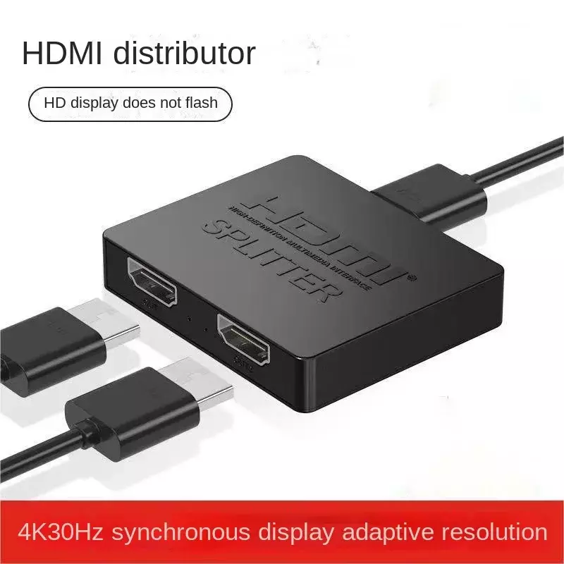 جهاز تقسيم HDMI صغير مع كابلات الصوت والفيديو ، 1 في 2 خارج ، 4K