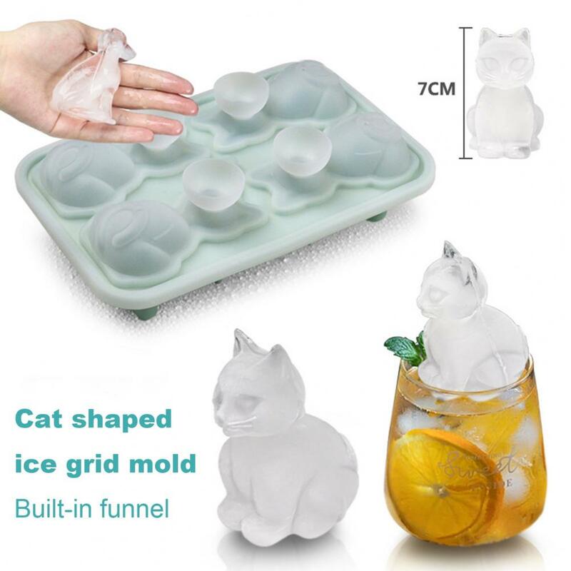 Cubitos de hielo de fusión lenta con forma de gato de silicona, juego de bandejas de cubitos de hielo para cócteles de whisky, reutilizables, ecológicos, regalos de gatito para Bourbon