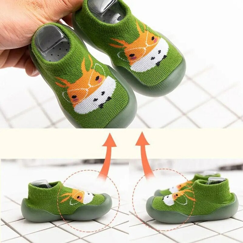 Children Anti-slip Shoes Cute Cartoon Animal Pattern Baby Toddler Girls Cotton Floor Socks Infant Boys Rubber Sole Sneakers