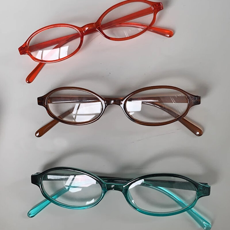 Kacamata Oval Retro Harajuku Jepang, Fashion tanpa Makeup, kacamata Anti biru, kacamata dekorasi lucu kontras