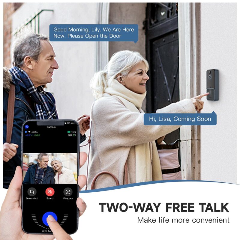 สมาร์ทโฮม T6ไร้สาย WiFi Video Doorbell ดิจิตอลกลางแจ้งประตู Bell Intercom HD การมองเห็นได้ในเวลากลางคืนความปลอดภัยป้องกัน Aiwit