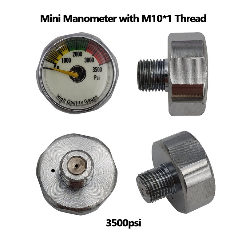 Mini manometr ciśnienia powietrza M10 * 1 wątki 600PSI/3500PSI BUll /4000PSI/4500PSI/5000PSI/6000PSI/30/40mpa do krykieta