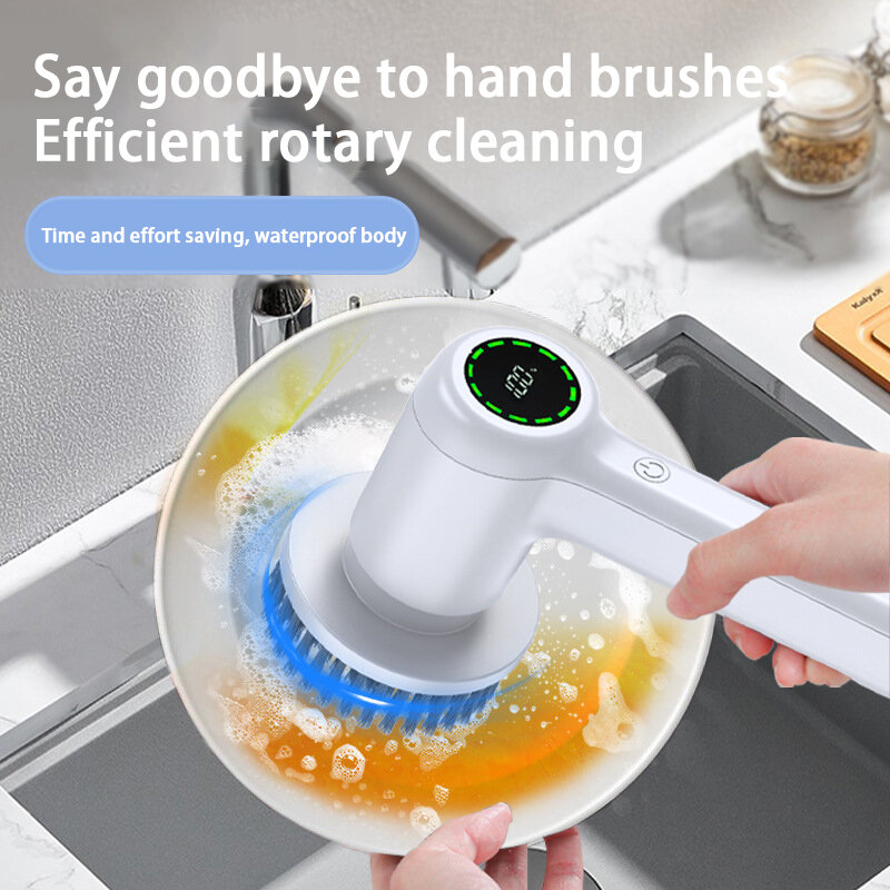 Cepillo de limpieza eléctrico multifuncional de alta velocidad, herramienta de mano de larga duración para lavar platos, ollas y sartenes, Brus de baño