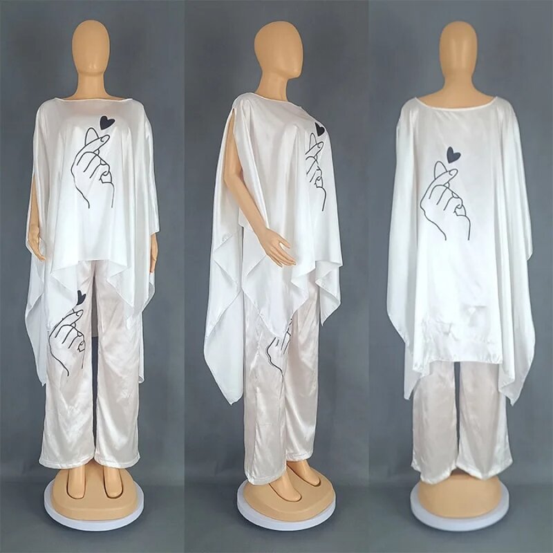 Conjunto de ropa africana de 2 piezas para mujer, elegante Top africano de talla grande, pantalones largos, traje musulmán a juego, Verano