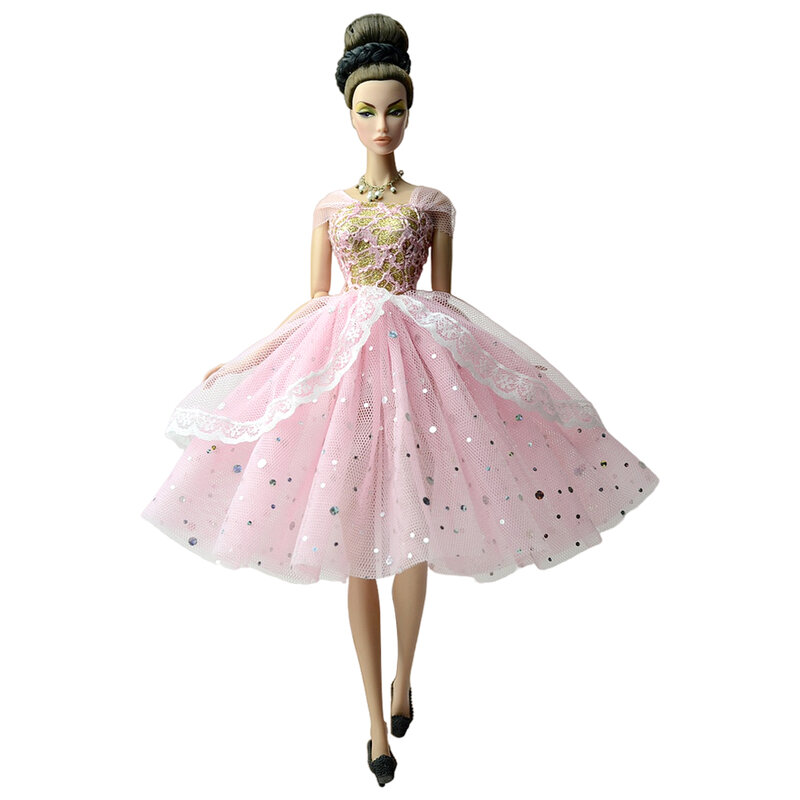 NK Oficial Moda Lace Boneca Roupas Para Barbie Doll Dress Outfits Partido Vestido Camisa Saia 1/6 Bonecas Acessórios Brinquedos JJ