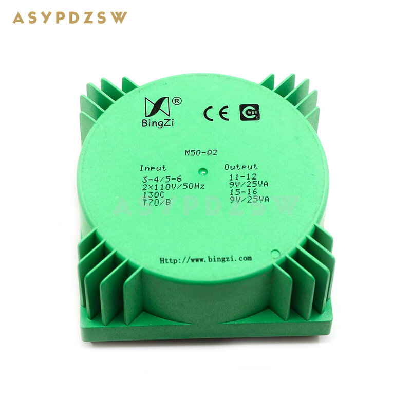 50VA Green Square 50W Sealed toroidal transformers M50-02 Output voltage AC dual 9V(2*9V)