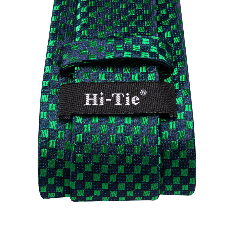 Галстук Hi-Tie дизайнерский Синий Зеленый Клетчатый элегантный мужской галстук ЖАККАРДОВЫЙ галстук аксессуар галстук искусственный галстук набор запонок