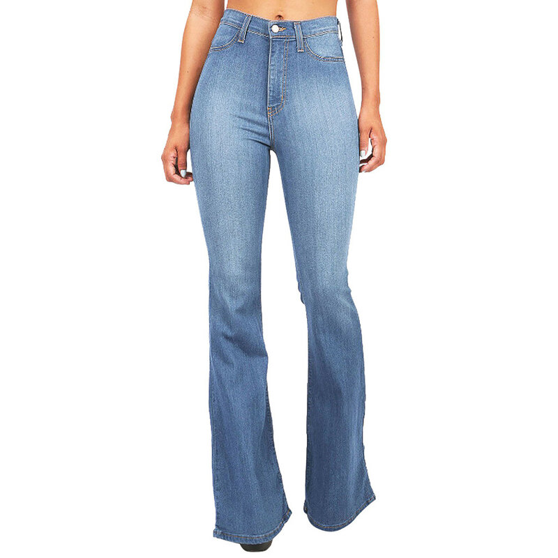 Женские повседневные расклешенные джинсы с высокой талией, винтажные модные облегающие эластичные джинсы с карманами, женские пикантные джинсовые брюки на пуговицах