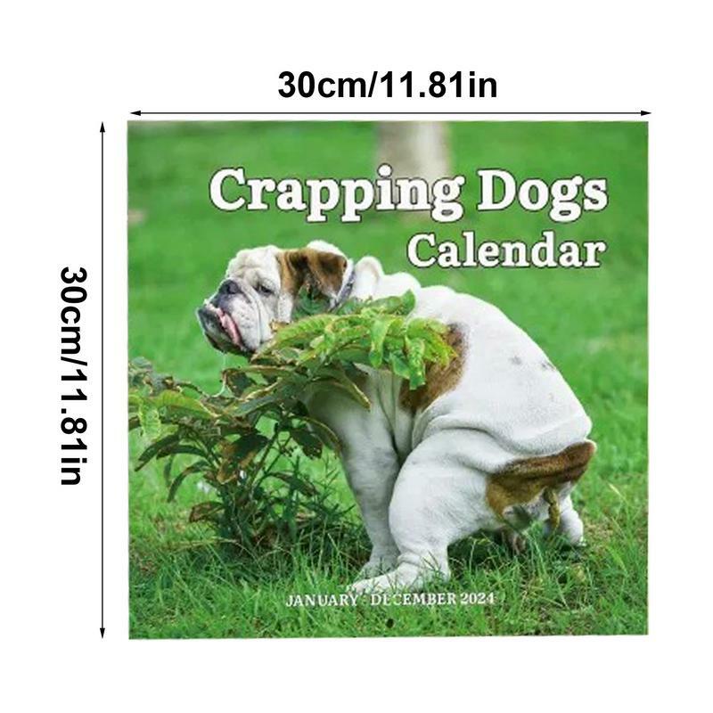 Calendario de pared de caca de perro 2024, calendario de pared mensual 2024, regalo divertido para familiares y amigos, 2024
