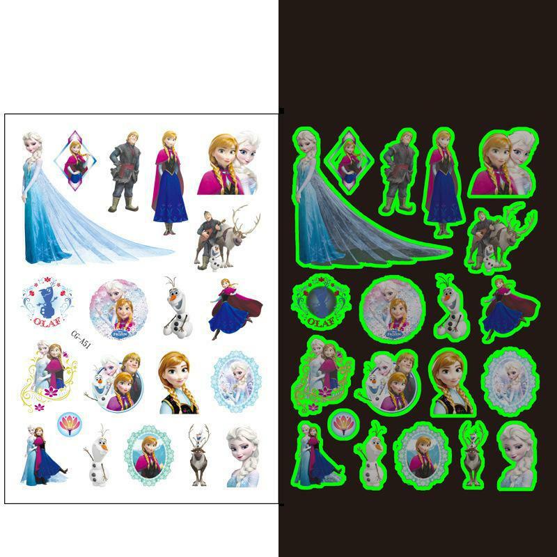 Stiker Tato Bercahaya Putri Disney Kartun Frozen Anna Anak Wajah Lengan Tato Bercahaya Anak Tato Tubuh Sekali Pakai