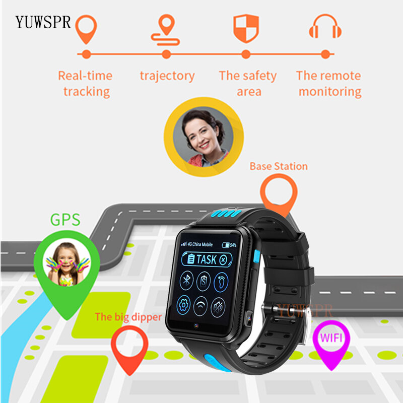 Children GPS Smart Watch 1080mAh 1G+8G Googleplay Download APP GPS Wifi Location SMS SIM Phone Clock for Students Girls Boys H1