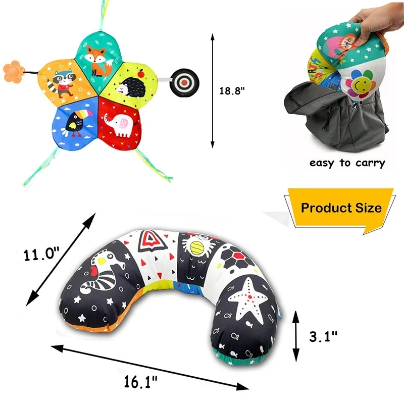 Baby Tummy Time Pillow Toys Black White High Contrast Baby Toys giocattoli Montessori per neonati neonati 0-6 6-12 12-18 mesi