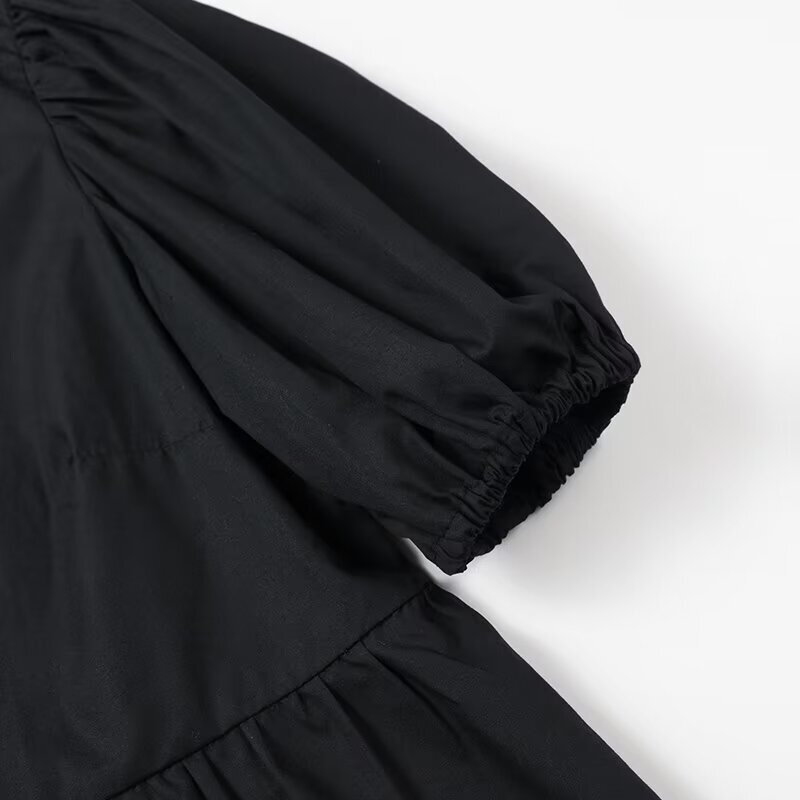 KEYANKETIAN-camisa de popelina de algodón con manga abullonada para mujer, Blusa de manga corta con volantes escalonados y lazo, verano, 2024