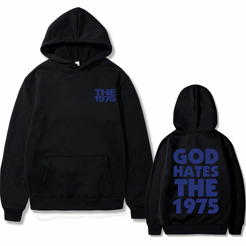 God Hates The 1975-Sudadera con capucha para hombre, suéter informal de gran tamaño con estampado de banda de Rock alternativa Indie británica, estilo gótico Vintage