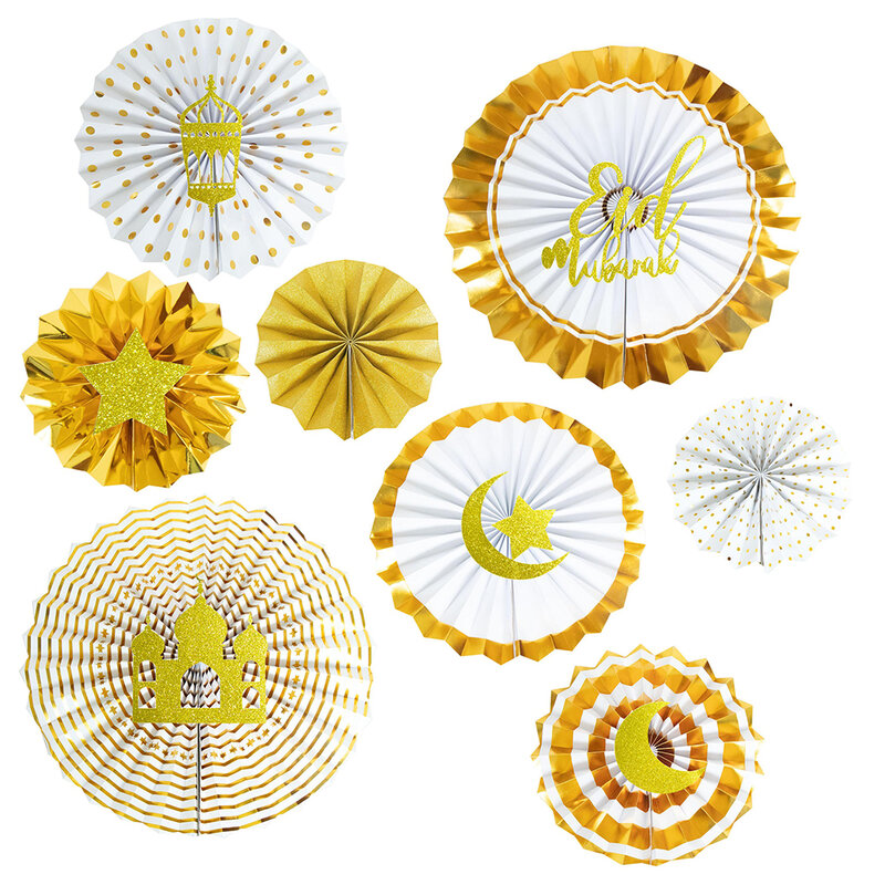 Elegant Paper Flower Fan For Eid Al-Fitr Festival Perfect Wall Background Household Party Supplies Home Decorations