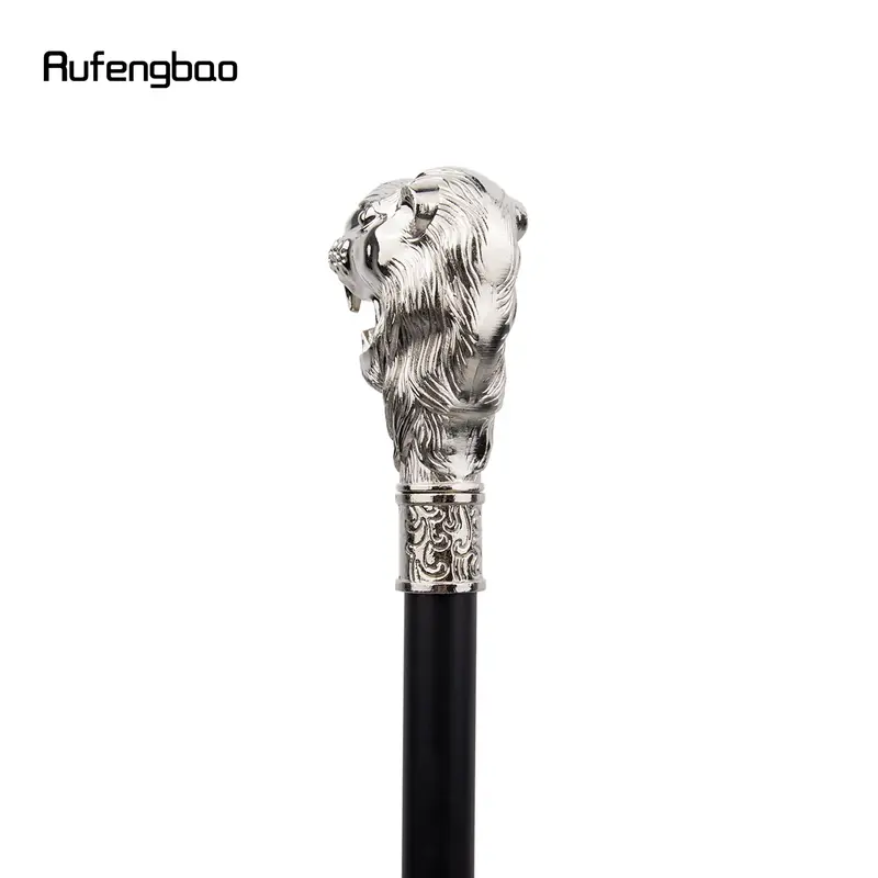 White Lion Head with Mustache Single Joint Fashion Walking Stick Decorative Cospaly Party Walking Cane Halloween Crosier 93cm
