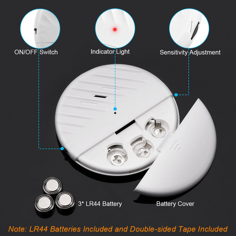 Alarme de capteur de porte intelligente, détecteur de vibrations sans fil, vie intelligente, capteur de rupture de verre, capteur antivol, 125dB