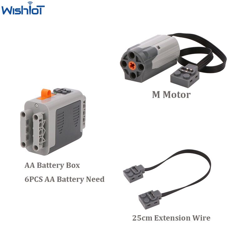 Piezas técnicas MOC Power Functions AA Battery Case 8881 M Motor 8883 cable de extensión 25cm 8886 Compatible con bloques legoeds