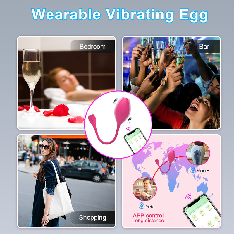 Bluetooth App Роза Вибраторы яйцо для женщин Беспроводная женская точка G