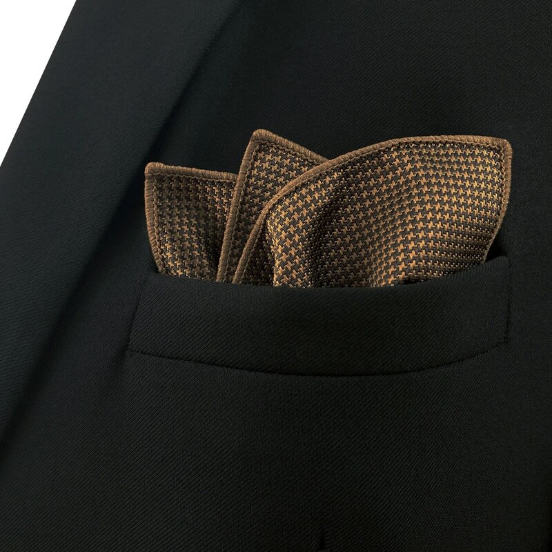 Conjunto de corbata de pata de gallo marrón U27 para hombre, corbatas clásicas hechas a mano, moda de boda, tamaño Extra largo