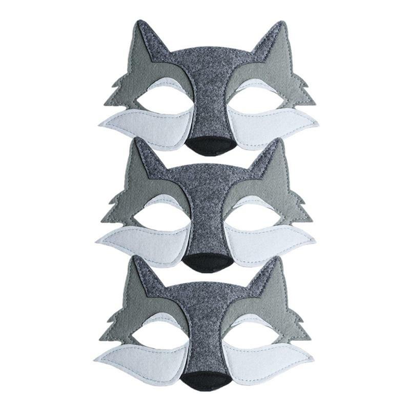 オオカミの頭のフェイスマスク,3個,装飾的なパーティーマスク,オオカミの頭,楽しい小道具,子供へのギフト