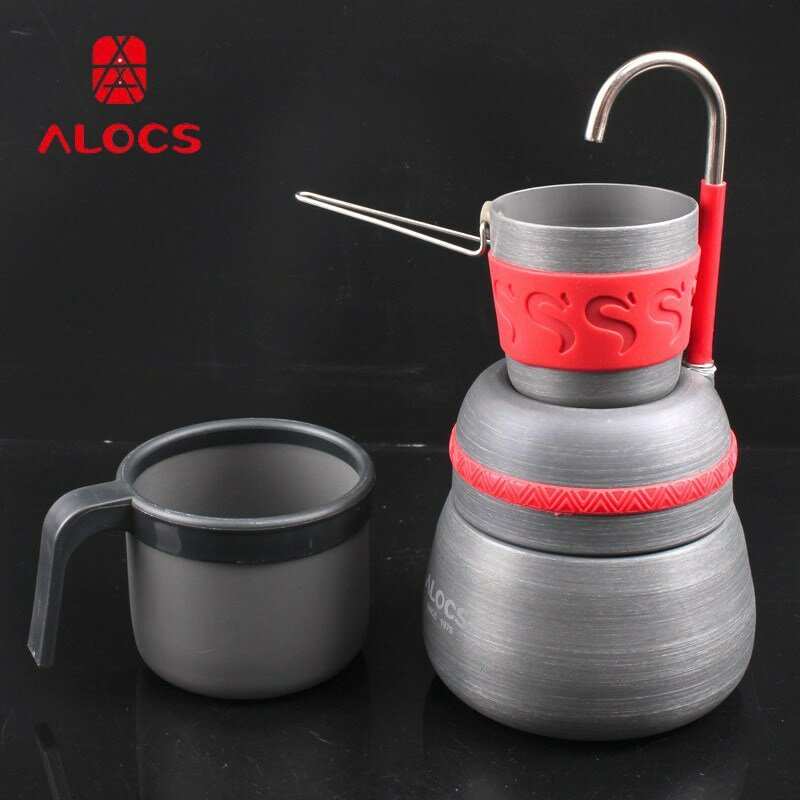 Kuchenka do kawy ze stopu aluminium ALOCS CW-EM01 do domu, do kawy na zewnątrz garnek Mocha syfon zestaw garnków samodzielne wędrówki na zewnątrz parzenia kawy