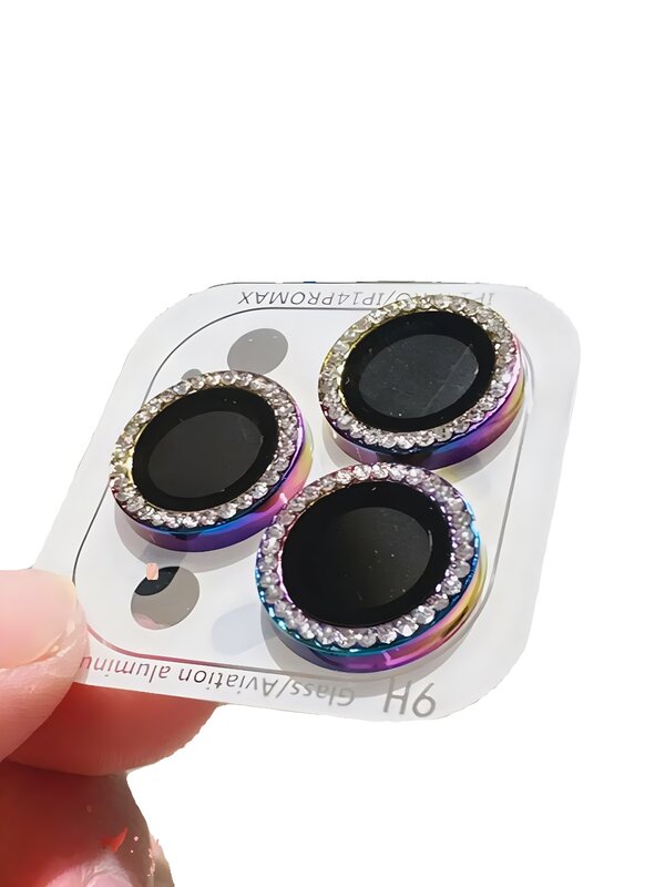 Protecteur d'objectif d'appareil photo en diamant brillant pour fille, verre scintillant, étui pour iPhone 15, 12, 11, 14, 13 Pro Max, luxe