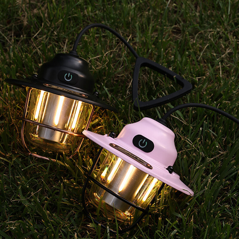 LED Camping Lampe Retro hängende Zelt Lampe tragbare USB wiederauf ladbare Wanderung Picknick Zelt Camp Licht wasserdichte Not laterne