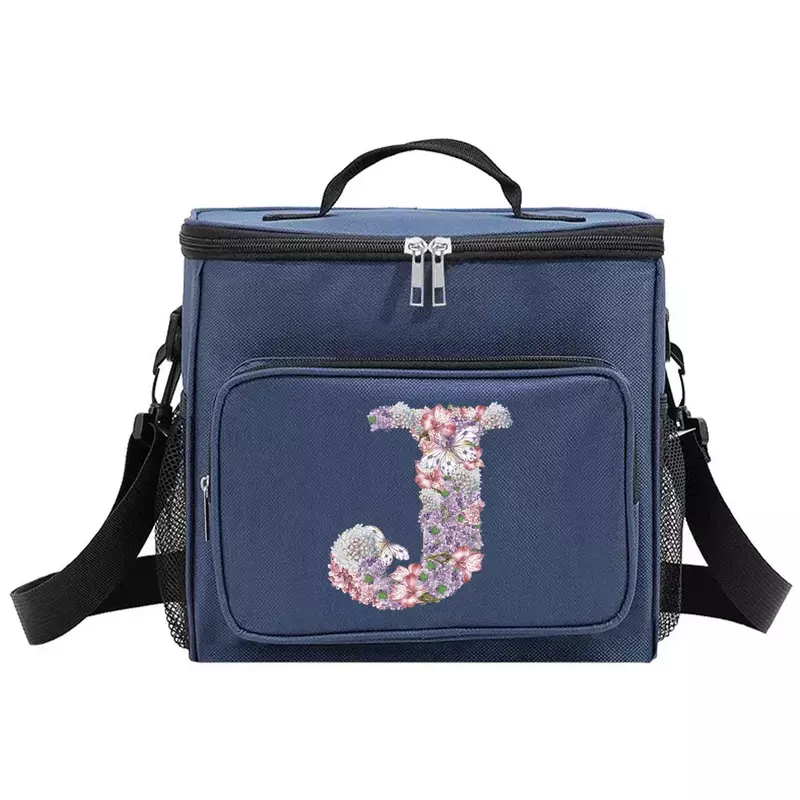 Lunch Bag Thermal Handbag Cooler Organizer Case impermeabile Outdoor Travel Shoulder LunchBox per uomo e donna Rose Flower Print
