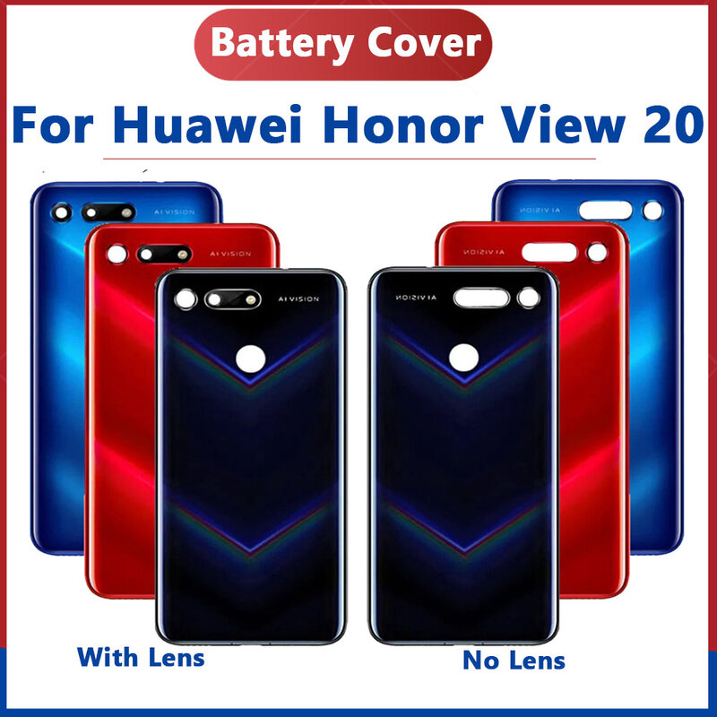 Untuk Huawei Honor View 20 penutup baterai Untuk Honor V20 penutup rumah pintu belakang Panel kaca belakang untuk Honor View 20 penutup baterai