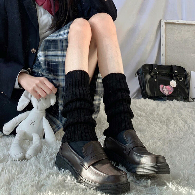 JK Lolita-calcetines largos de punto para mujer, calentadores de piernas, calcetines de ganchillo góticos, puños de botas, blanco, Y2K, Punk, otoño e invierno, nuevo