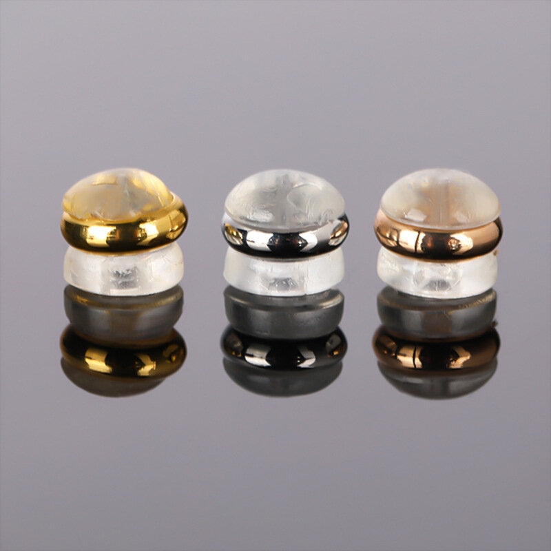 50Pcs ซิลิโคนยางกลับ Stoppers แหวนทองแดงแฮมเบอร์เกอร์ปลั๊กหูสำหรับเครื่องประดับต่างหู DIY อุปกรณ์เสริม