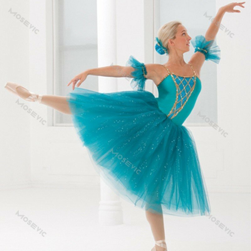 Robe de Ballet Longue Professionnelle pour Fille et Femme, Tutu de brev, Costume de Ballerine, Enfant, Adulte