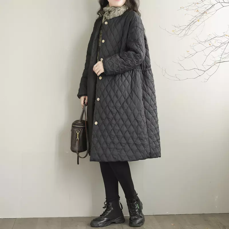 A coreano moda donna parka giacche autunnali Patchwork cappotto lungo in cotone abbigliamento donna soprabito primavera top