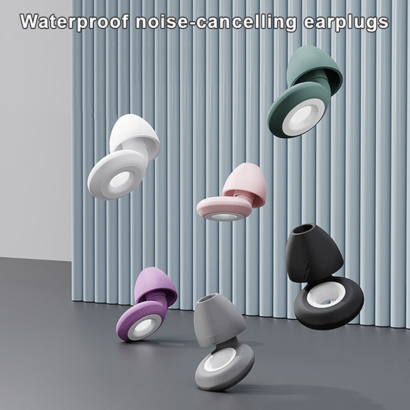 Sleep Noise Reduction Earplug Soft Silicone Ear Muffs Noise Protection Travel Reusable Swimming Waterproof Ear Plugs
