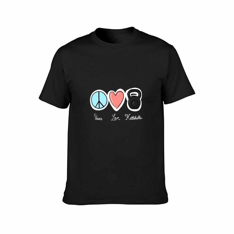 남아용 Peace Love 케틀벨 티셔츠, 흰색 빈티지 의류, 남성 그래픽 티셔츠, 크고 키가 큰 티셔츠