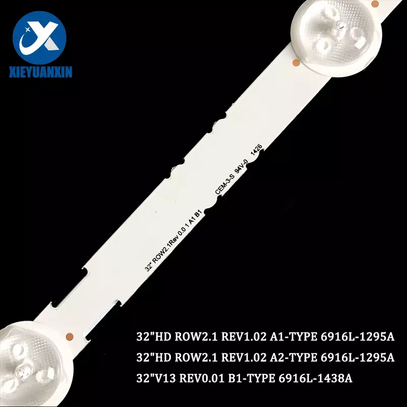 3 шт., светодиодные ленты для подсветки 3В, 7 светодиодов, 630 мм