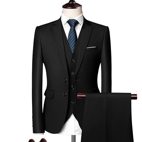 Мужской деловой костюм из трех предметов, элегантный свадебный комплект из жилета и брюк, пиджак, 2023