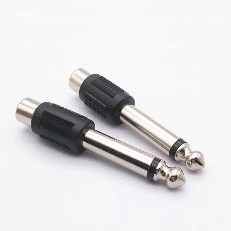 4 Pcs Plastic Metal Audio Adapter 6.35mm To RCA 1/4in Male Mono Plug Accessory Pro Audio Applications In Home KTV
