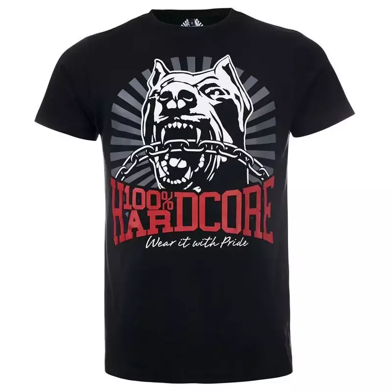 100 HARDCORE T Shirt Dog 1 Black 305206060 Gabber Techno Partyoutfit2024 maglietta di marca di alta qualità Casual stampata 100% cotone