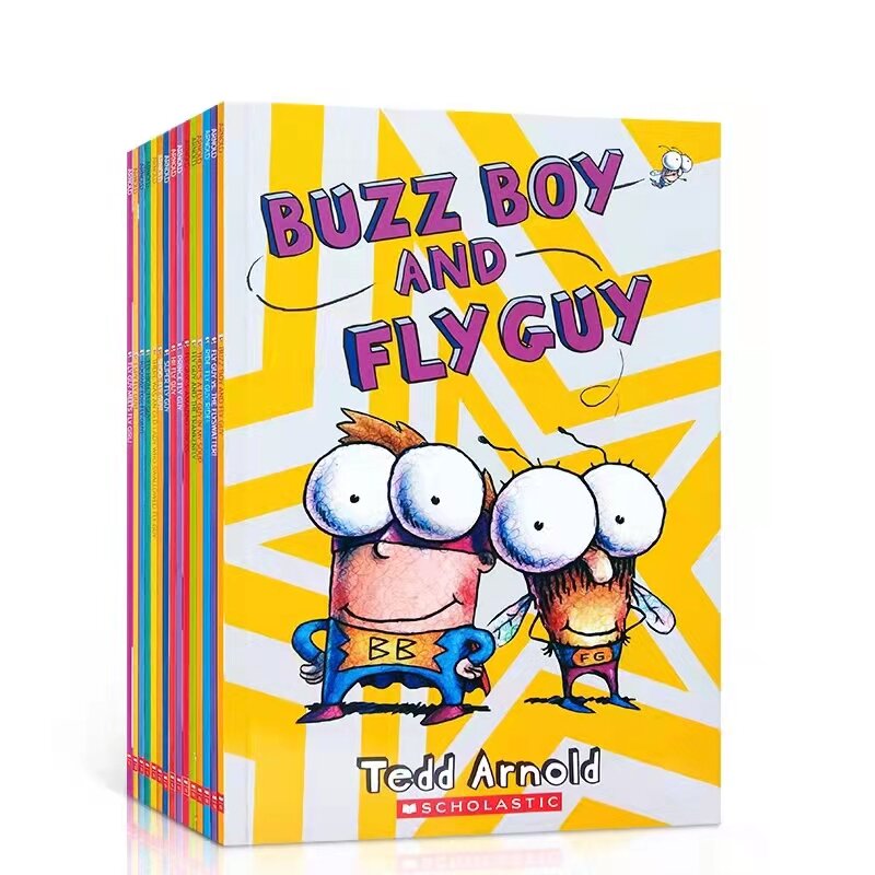 English Usborne-Livre d'histoires de lecture amusant pour enfants, nettoyeur d'images pour enfants, célèbre histoire de bébé, série Fly Guy, 15 nettoyages/ensemble