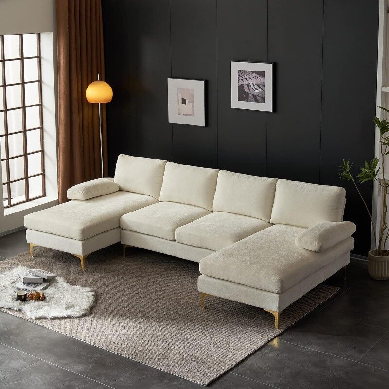 أريكة مقطعية قابلة للتحويل على شكل حرف U ، أريكة مع كرسي ، منجدة لغرفة المعيشة والشقة ، 4 مقاعد ، من الخارج